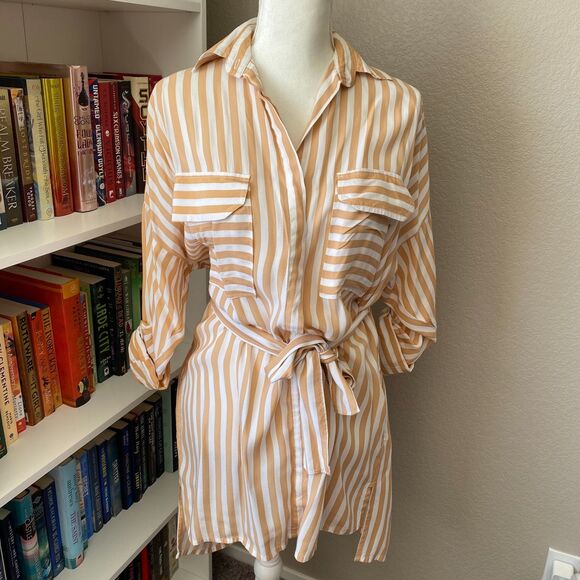 FAITHFULL THE BRAND Debbie Shirt Dress Striped Mini-Dress Size 2(XS) - Picture 1 of 11